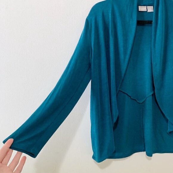 Chico's Travelers Classic Button-Sleeve Jacket Open Front Cardigan Sweater 0 - Picture 5 of 15